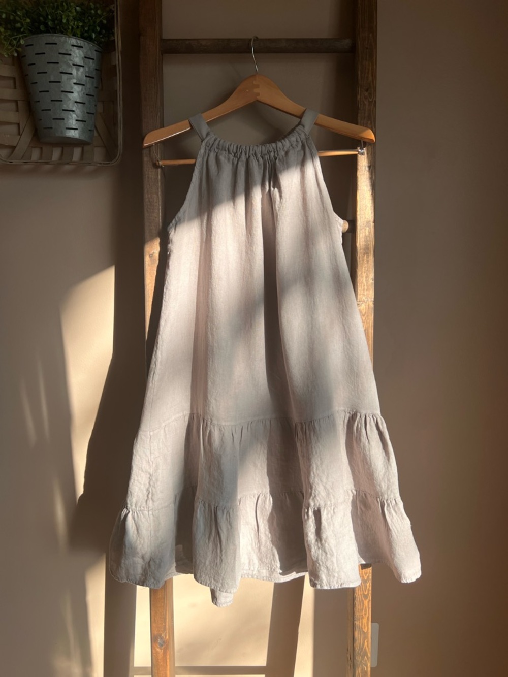 Bellambra Taupe Tiered Linen Halter Dress - Picture 5 of 6